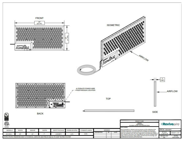 Air Filter - Size 12x24x1 - Image 2
