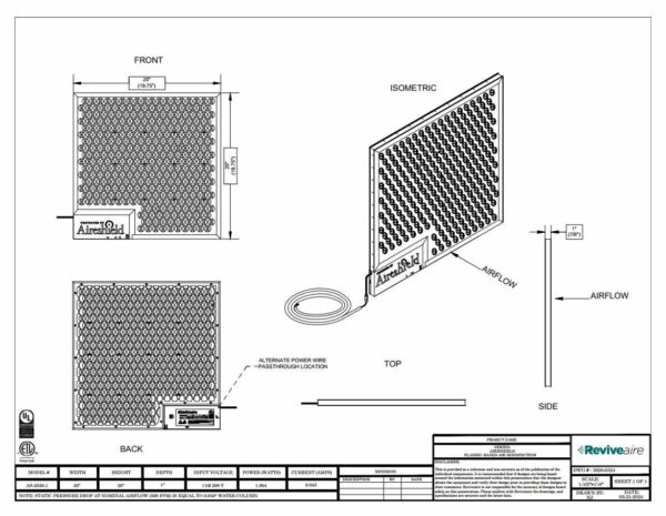 Air Filter - Size 20x20x1 - Image 2
